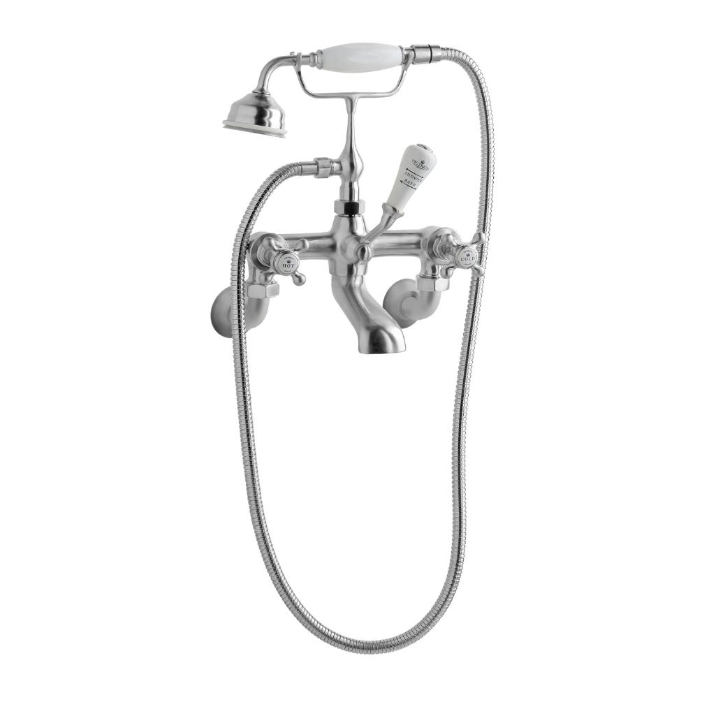 BC Designs Victrion Crosshead Brushed Chrome Wall Mounted Shower Mixer Cut Out